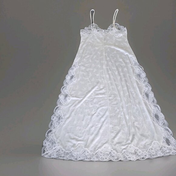 Vtg Gafer Full Slip Nightgown Robe Set IT 4  L White Nylon Calais Lace Italy NOS - Picture 13 of 16